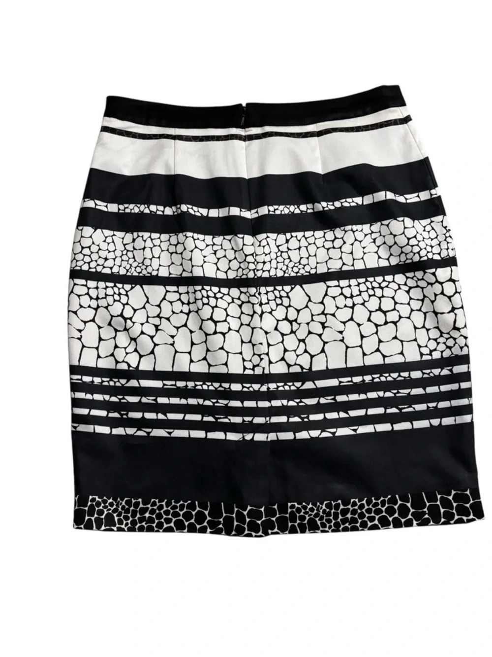 Halogen Mixed Animal Print Striped Pencil Skirt 8P Black White Back Slit
